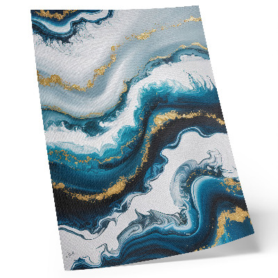 Poster decorativo Ondas turquesa com detalhes dourados e um toque de modernidade.