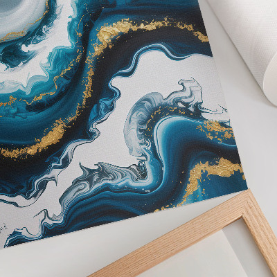 Poster decorativo Ondas turquesa com detalhes dourados e um toque de modernidade.