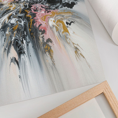 Impressão em tela Formas abstratas fluidas em tons de cinza, rosa e bege.