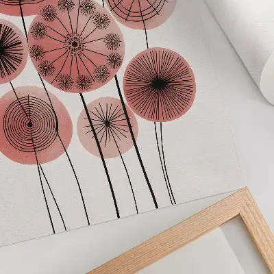 Impressão em tela de círculos geométricos minimalistas em tons de rosa e preto