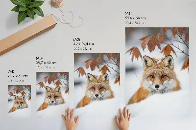 Arte de parede raposa em paisagem de inverno com beleza natural e contraste