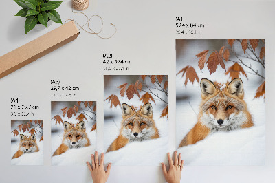 Arte de parede Raposa em uma paisagem de inverno, beleza natural e contraste.