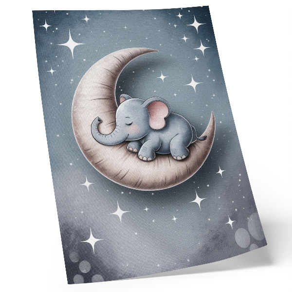 Poster decorativo Elefante dormindo na lua em tons pastel