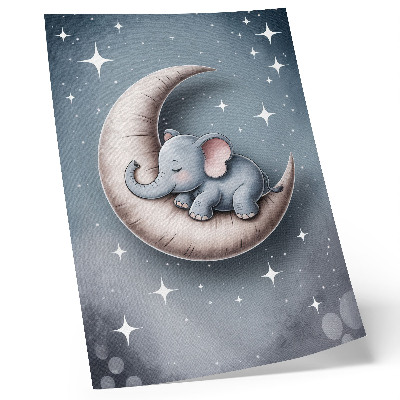 Poster decorativo Elefante dormindo na lua em tons pastel