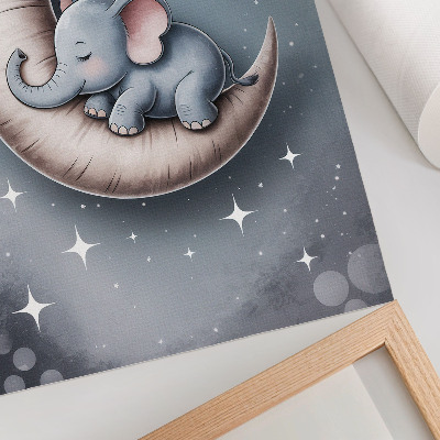 Poster decorativo Elefante dormindo na lua em tons pastel