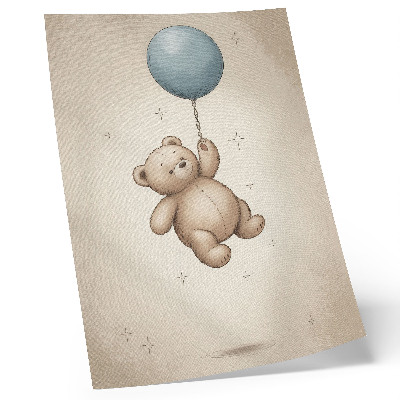 Arte de parede Um ursinho de pelúcia com um balão em cores vibrantes.