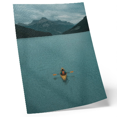 Poster para cozinha Lago turquesa, caiaque, montanhas, paz e harmonia