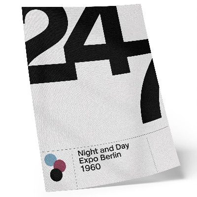 Poster decorativo Design minimalista com grandes números em preto e branco.