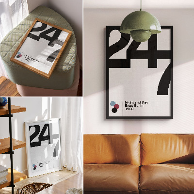 Poster decorativo Design minimalista com grandes números em preto e branco.