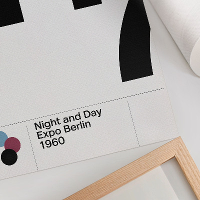Poster decorativo Design minimalista com grandes números em preto e branco.