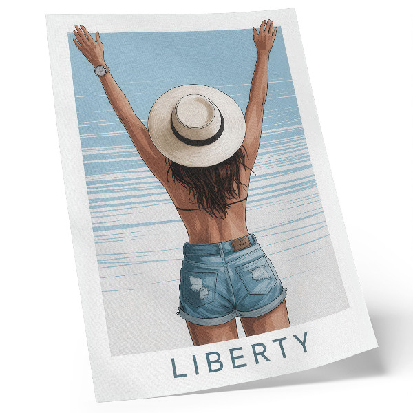 Poster decorativo Uma figura de chapéu contra o céu da liberdade.