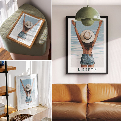 Poster decorativo Uma figura de chapéu contra o céu da liberdade.