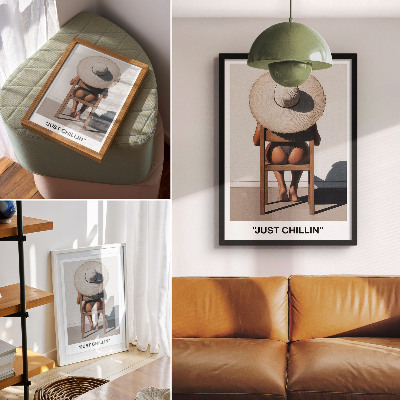 Impressão em tela Chapéu com design minimalista para um ambiente relaxante.