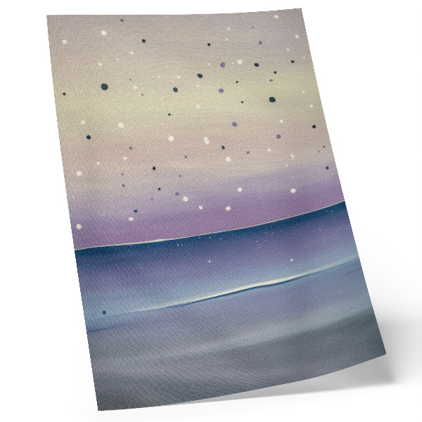 Poster decorativo gotas minimalistas no céu roxo e azul marinho