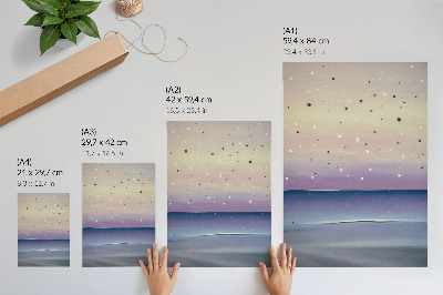 Poster decorativo gotas minimalistas no céu roxo e azul marinho