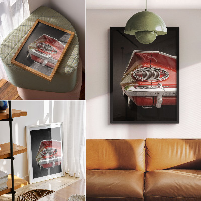 Poster decorativo Carro vermelho com detalhes cromados em estilo retrô