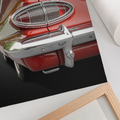 Poster decorativo Carro vermelho com detalhes cromados em estilo retrô