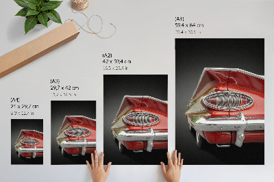 Poster decorativo Carro vermelho com detalhes cromados em estilo retrô