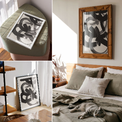 Arte de parede Pinceladas abstratas em preto e branco