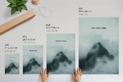 Poster para cozinha atmosfera mística de montanha em estilo monocromático de paz