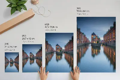 Poster decorativo arquitetura simétrica com reflexos na água