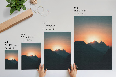 Poster para cozinha magia do pôr do sol nas montanhas, paz