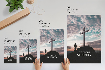 Poster decorativo Uma cruz contra o céu ao pôr do sol