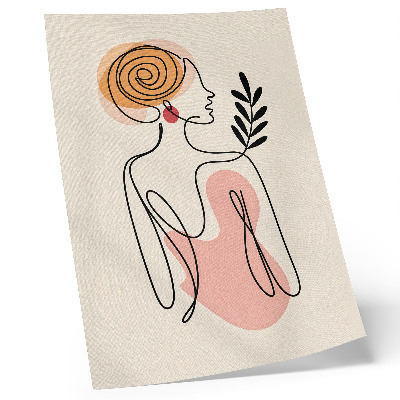 Poster decorativo Uma mulher delicada em desenho linear sobre um fundo creme.