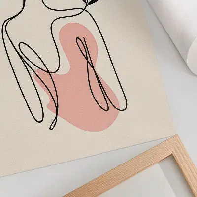 Poster decorativo uma mulher delicada em desenho linear sobre fundo creme