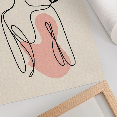 Poster decorativo Uma mulher delicada em desenho linear sobre um fundo creme.