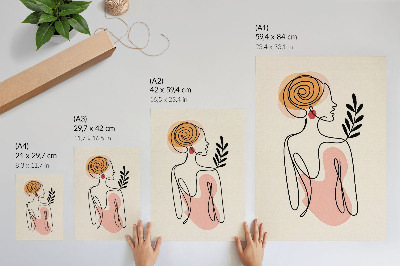 Poster decorativo Uma mulher delicada em desenho linear sobre um fundo creme.