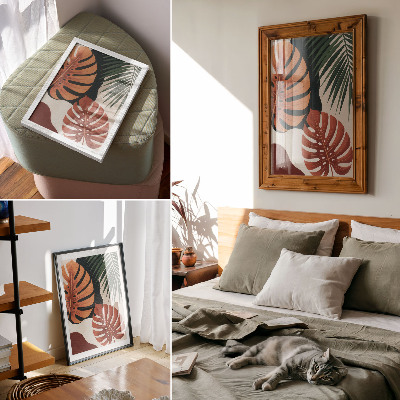 Impressão em tela Folhas tropicais, cores vibrantes, modernidade.