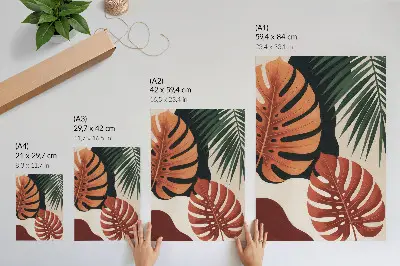 Impressão em tela folhas tropicais com cores vibrantes e estilo moderno