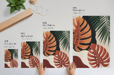 Impressão em tela Folhas tropicais, cores vibrantes, modernidade.