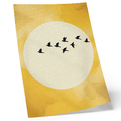 Impressão em tela Pássaros contra um fundo circular amarelo