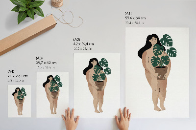 Poster para cozinha Mulher com um vaso de flores, elegância, minimalismo, paz