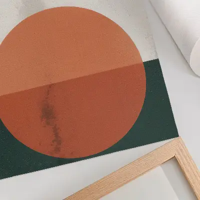 Poster decorativo pássaros em voo com círculo laranja minimalista