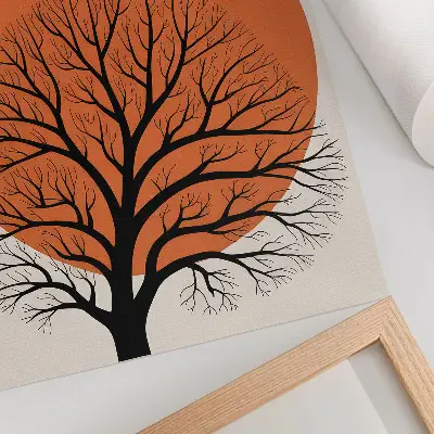 Impressão em tela árvore minimalista com composição harmoniosa e forte contraste