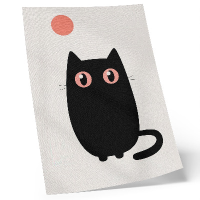 Arte de parede Gato preto com olhos rosa em fundo branco