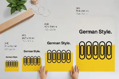 Poster para cozinha com linhas geométricas limpas e cores contrastantes