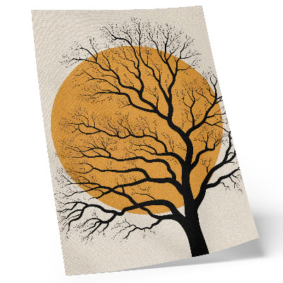 Poster para cozinha Uma árvore minimalista sobre um fundo laranja.