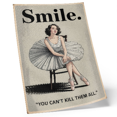 Poster decorativo Bailarina em vestido de tule com letras pretas, nostalgia