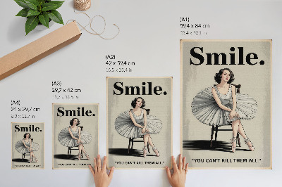 Poster decorativo Bailarina em vestido de tule com letras pretas, nostalgia
