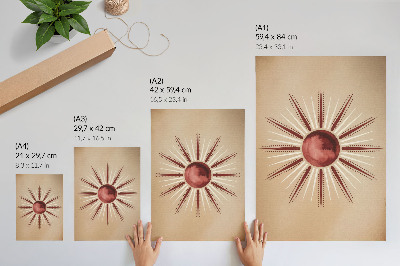 Arte de parede Estilo boho, sol radiante, tons quentes