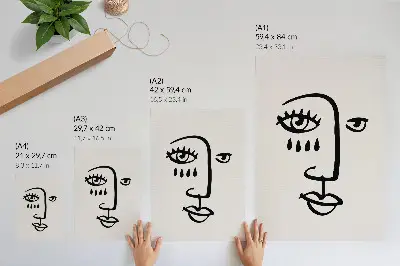 Poster decorativo linhas faciais abstratas com estilo minimalismo moderno