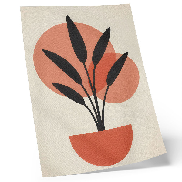 Poster para cozinha Fundo bege com folhas geométricas abstratas