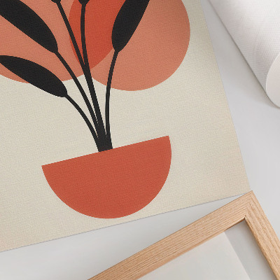 Poster para cozinha Fundo bege com folhas geométricas abstratas