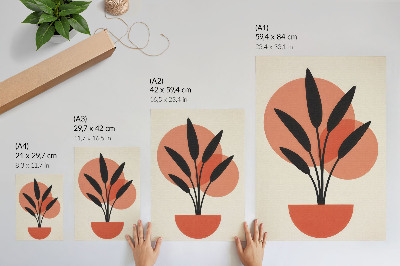 Poster para cozinha Fundo bege com folhas geométricas abstratas