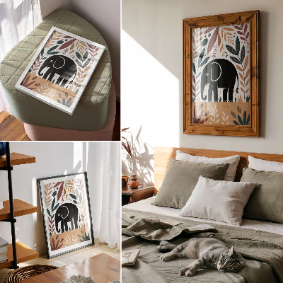 Poster decorativo Elefante entre as folhas, elegância da natureza, simplicidade