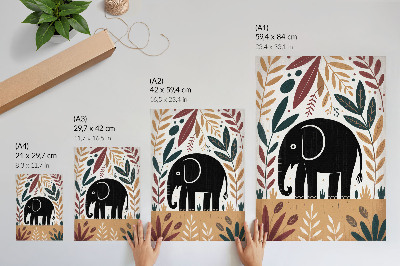 Poster decorativo Elefante entre as folhas, elegância da natureza, simplicidade